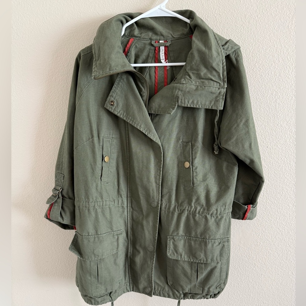Willow & Clay‎ Women’s Army Green Olive Zip Up Utility Jacket size small